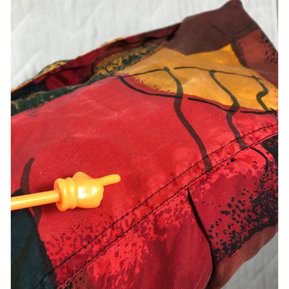 Goouch Shirt Men's Large Red Multi Button Up Long Sleeve Silk Abstract Funky Y2K - Picture 11 of 12